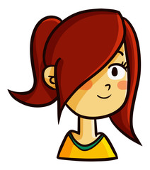 Cute and funny beautiful girl with red hair smiling - vector.