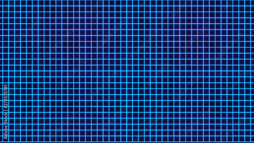 Fototapete Futuristic Grid Retro Neon Theme Color Element Graphic Design. Abstract Net Square Glow Light Laser Party Effect Illustration.