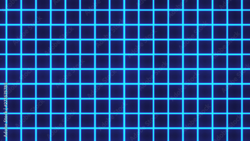 Fototapete Futuristic Grid Retro Neon Theme Color Element Graphic Design. Abstract Net Square Glow Light Laser Party Effect Illustration.