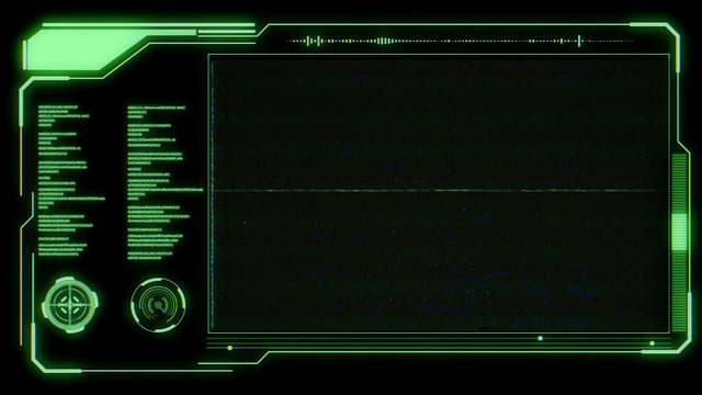 HUD Futuristic Elements Poor Interference Signal User Control Interface Screen Panel. Motion Abstract Hologram VHS Noise Background In Hi Technology Future Frame.