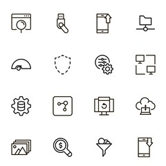 Web hosting line icon set.