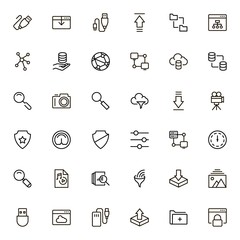 Web hosting line icon set.