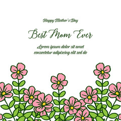 Vector illustration poster best mom with various pattern art pink flower frame