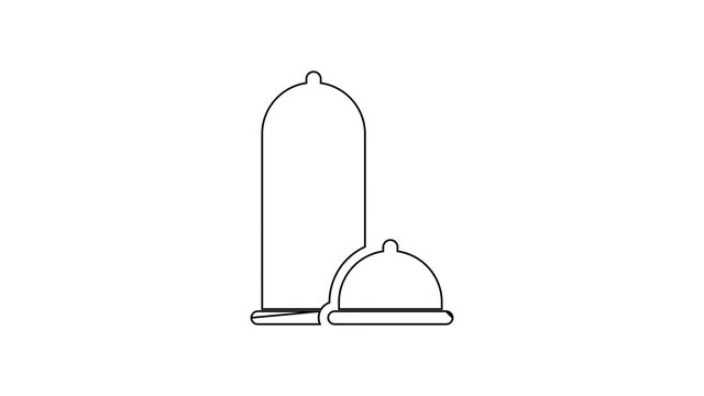 Black Condoms safe sex line icon on white background. Safe love symbol. Contraceptive method for male. 4K Video motion graphic animation
