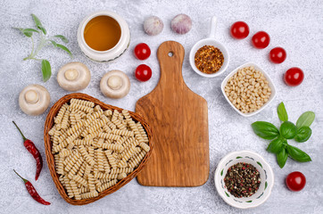 Dry pasta with vegetables