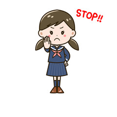 ストップポーズの女の子　イラスト