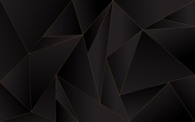 Obraz na płótnie Canvas Abstract polygonal black background with gold line. Modern luxury triangle concept. Can use for poster, banner, cover, card, corporate, advertising
