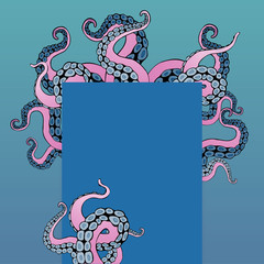 Octopus frame design, creative ocean doodle