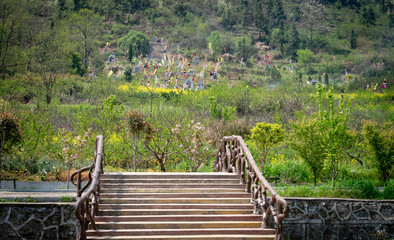 Chinese tombstones on the hill.  It’s one of traditional in China.