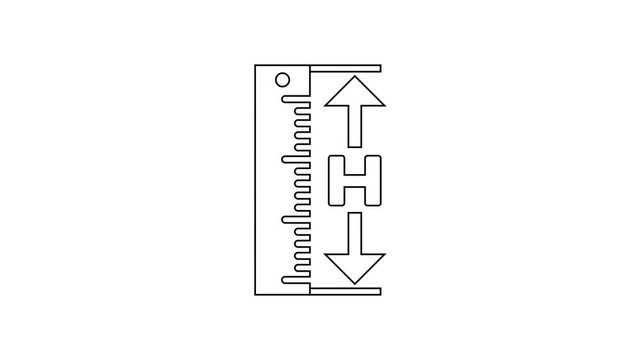 Black The measuring height and length line icon on white background. Ruler, straightedge, scale symbol. 4K Video motion graphic animation