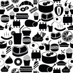 lunch seamless pattern background icon.
