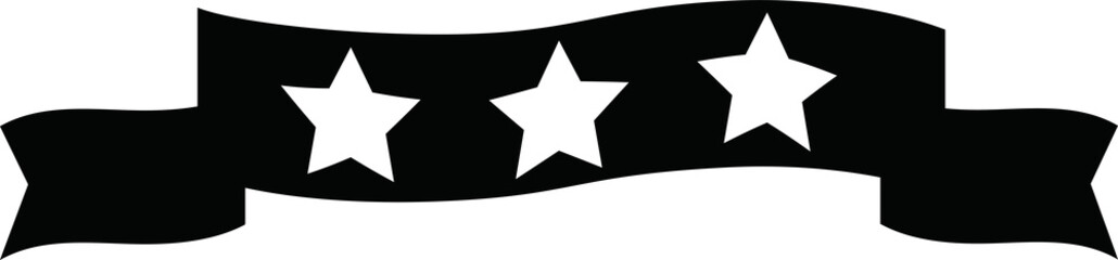 Monochrome Illustration of a three star title ribbon