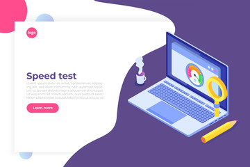 Fototapeta premium Internet download Speed test isometric concept. Vector illustration