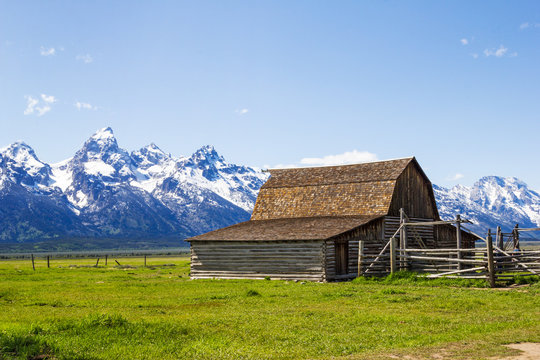 The old Mormon barn at the Mormon Row in Grand Tetons National Park, USA