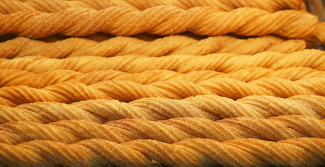 Fototapeta premium close up on pretzels as food background