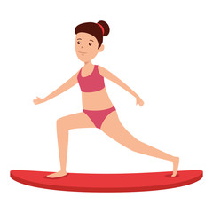 happy athletic girl practicing surf sport