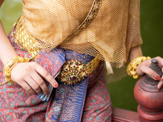 Close up Woman in Thai traditional dress