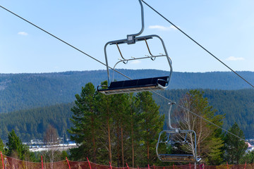 view of the ski lift   in the Ural mountains