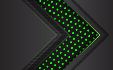 Green arrow direction on dark blank space vector background with dots light decoration