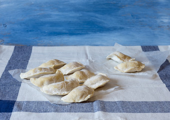 Homemade Dumplings, filled with potato  Varenyky, vareniki, 