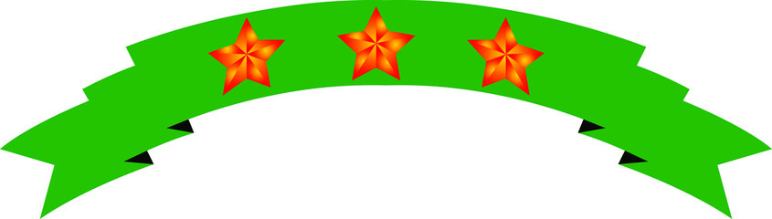 Illustration of a three star green title ribbon