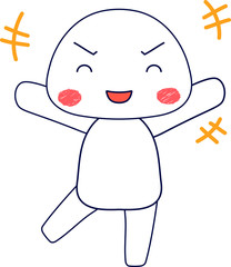 Full-length illustration of the cute White man character 