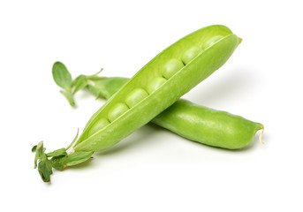 Fresh peas isolated on white background 