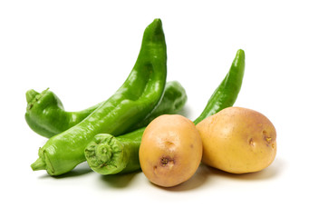Pepper and Potato on white background