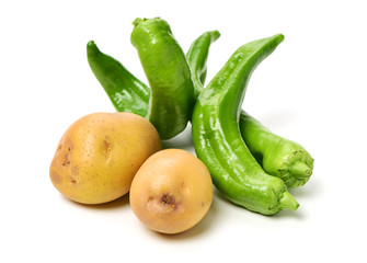 Pepper and Potato on white background