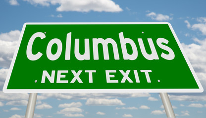 Rendering of a green highway sign for Columbus