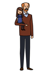 adult father bald with beard and daughter