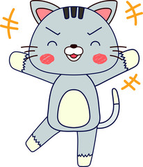 Full-length illustration of the cute cat character 