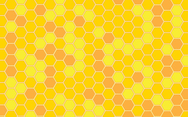 Honeycomb pattern vector background. Honeybee ornament hexagon texture. Beehive orange and yellow of geometric shapes