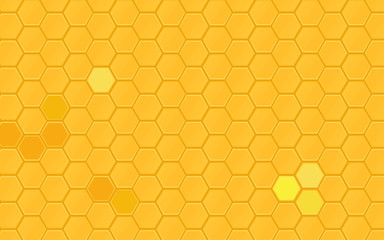 Honeycomb pattern vector background. Honeybee ornament hexagon texture. Beehive orange and yellow of geometric shapes
