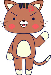 Full-length illustration of the cute brown cat character 