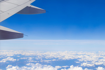 Fototapeta na wymiar Sky view from the airplane window.