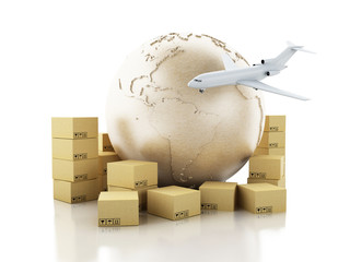 3d Cardboard boxes. Delivery concept.