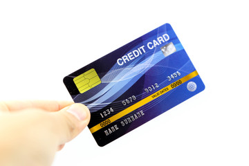 Credit card with Stacks of coins  golden sparkle background. Financial concept.