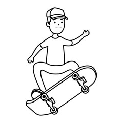 happy young boy in skateboard