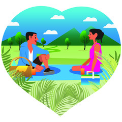Obraz na płótnie Canvas Summer picnic with lovely person vector design