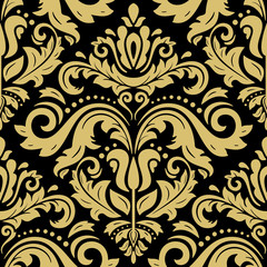 Orient classic pattern. Seamless abstract background with vintage elements. Orient black and golden background