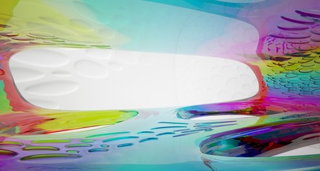 Abstract white and colored gradient glasses interior  with window. 3D illustration and rendering.