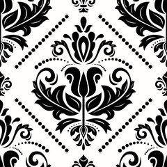 Classic seamless pattern. Damask orient ornament. Classic vintage back and white background