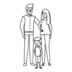 adults parents couple with little son