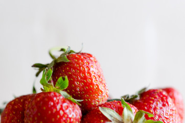 close up of fresh sweet strawberry's in glass