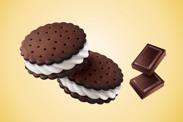 Chocolate vanilla sandwich cookie