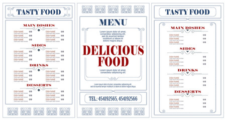 Template cafe or restaurant menu.