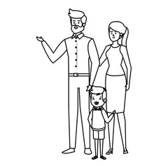 adults parents couple with little son