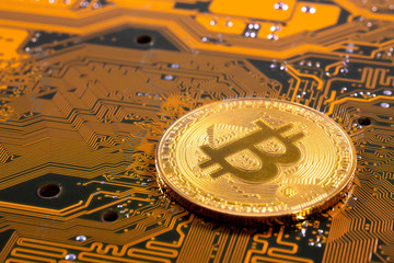 Bitcoin coin and printed circuit board PCB