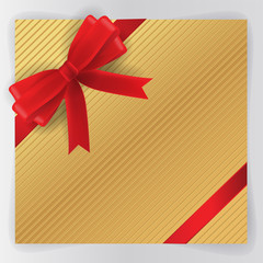 Red Bows, Red Ribbon with Gold Background, Illustration Vector10